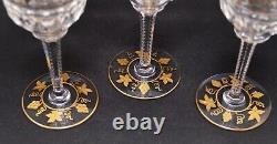 Val St. Lambert Papmre D'or Belgium Clear Gold Encrusted Set Of 6 Wine Glasses