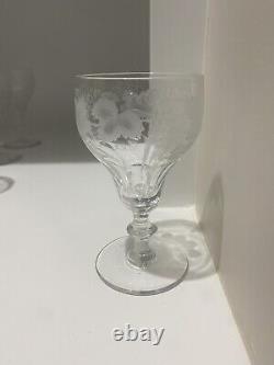 Val St. Lambert Vinges Claret Wine Glass Rare, Excellent Grape Leaf. 8 Total