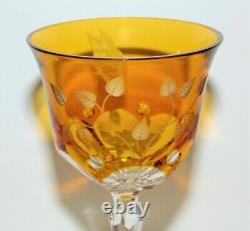 Varga Crystal Printemps Amber 4 Glass Hock Wine Goblets NEW NWT FREE SHIPPING