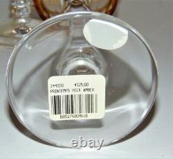 Varga Crystal Printemps Amber 4 Glass Hock Wine Goblets NEW NWT FREE SHIPPING