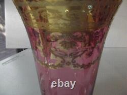 Vase + Wine & Water Glasses- Crystal Italy 24kt GOLD Interglass Arte Italica red