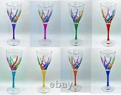 Venetian Carnevale Wine Glasses Set Of 8 Hand Painted Crystal Wine Glasses