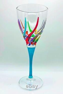 Venetian Carnevale Wine Glasses Set Of 8 Hand Painted Crystal Wine Glasses