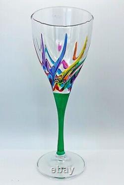 Venetian Carnevale Wine Glasses Set Of 8 Hand Painted Crystal Wine Glasses