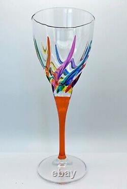 Venetian Carnevale Wine Glasses Set Of 8 Hand Painted Crystal Wine Glasses