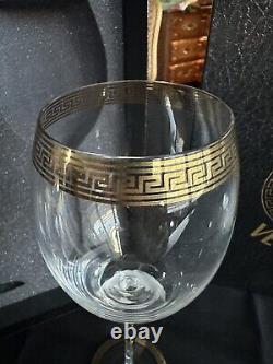 Versace By Rosenthal, Medusa D'or Wine Glasses Crystal & Gold, Set Of Two