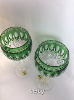 Very Nice Waterford Clarendon Green Cases Crystal Wine Glasses Goblets