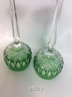 Very Nice Waterford Clarendon Green Cases Crystal Wine Glasses Goblets