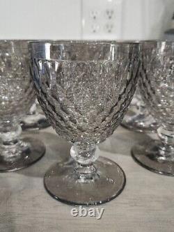 Villeroy & Boch Boston Claret Smoke Crystal Wine Water Goblet Glass Set 12