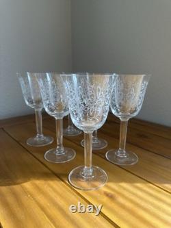 Villeroy & Boch Eloise Etched Wine Glasses Set of 6 Vintage Crystal
