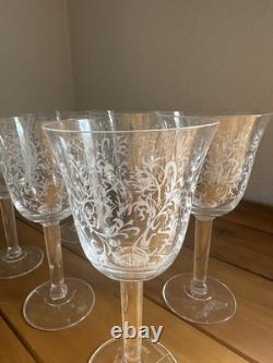 Villeroy & Boch Eloise Etched Wine Glasses Set of 6 Vintage Crystal