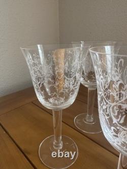 Villeroy & Boch Eloise Etched Wine Glasses Set of 6 Vintage Crystal