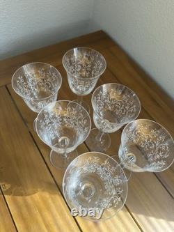 Villeroy & Boch Eloise Etched Wine Glasses Set of 6 Vintage Crystal