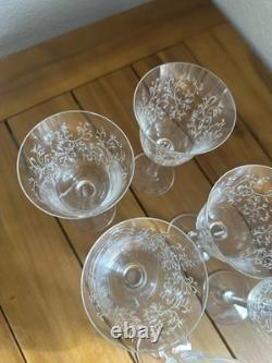 Villeroy & Boch Eloise Etched Wine Glasses Set of 6 Vintage Crystal