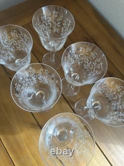 Villeroy & Boch Eloise Etched Wine Glasses Set of 6 Vintage Crystal