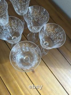 Villeroy & Boch Eloise Etched Wine Glasses Set of 6 Vintage Crystal