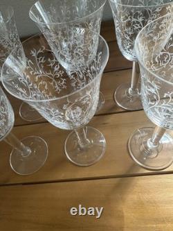 Villeroy & Boch Eloise Etched Wine Glasses Set of 6 Vintage Crystal