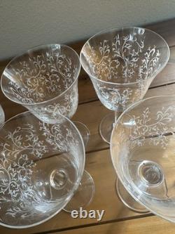 Villeroy & Boch Eloise Etched Wine Glasses Set of 6 Vintage Crystal