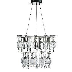 Vino 2 Tier LED Crystal Ceiling Pendant Chandelier Fitting With Wine Glasses New