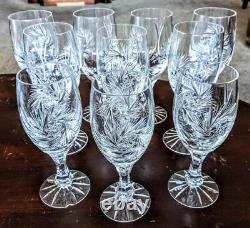 Vintage 10 Bohemian Crystal Wine & Water Glasses Pinwheel By Czechoslovakia 7