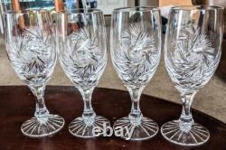 Vintage 10 Bohemian Crystal Wine & Water Glasses Pinwheel By Czechoslovakia 7