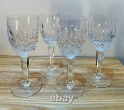 Vintage 6 1/2 Waterford Crystal Colleen Tall Stem Claret Wine Glasses Set of 4