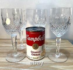 Vintage 6 1/2 Waterford Crystal Colleen Tall Stem Claret Wine Glasses Set of 4