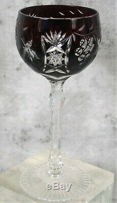 Vintage 6 Bohemian Ajka Marsala Czech Crystal Cut to Clear Wine Goblets Glass
