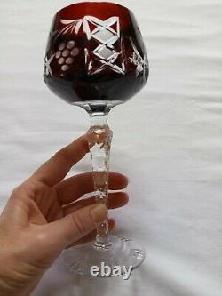 Vintage Ajka Marsala Wine Glasses Set of 6 Crystal Bohemian Czech Long Stem