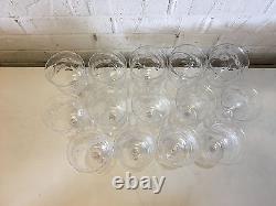 Vintage Antique Set of 14 Crystal Wine Glasses / Goblets with Floral Decoration