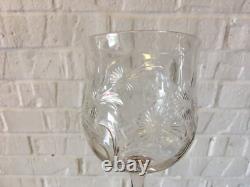 Vintage Antique Set of 14 Crystal Wine Glasses / Goblets with Floral Decoration