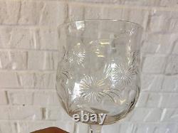 Vintage Antique Set of 14 Crystal Wine Glasses / Goblets with Floral Decoration