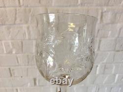 Vintage Antique Set of 14 Crystal Wine Glasses / Goblets with Floral Decoration