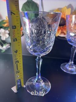 Vintage Bird & Flower Etched Tall Set of 12 Wine Glass Goblets