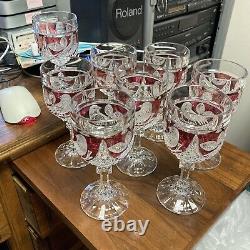 Vintage Bleikristall Hofbauer Red Byrdes Wine Glasses Set Of 8 Height 6 1/2