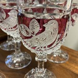 Vintage Bleikristall Hofbauer Red Byrdes Wine Glasses Set Of 8 Height 6 1/2