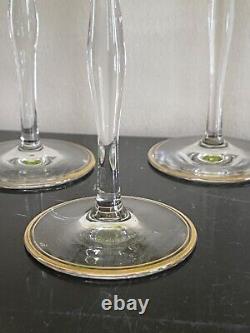 Vintage Bohemian Crystal Green Art Nouveau Glass Wine Goblets Glasses Set of 5