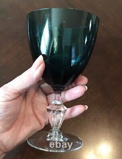 Vintage Crystal Wine Goblets Emerald Green Set of 5