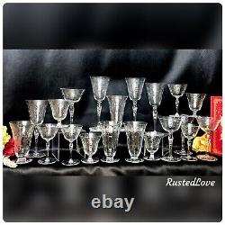 Vintage Cut Glass Floral Swags Collectible Set with 5 Sizes- 20 Pcs