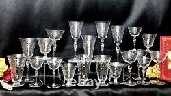 Vintage Cut Glass Floral Swags Collectible Set with 5 Sizes- 20 Pcs