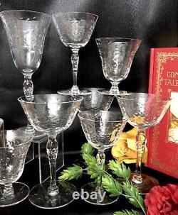 Vintage Cut Glass Floral Swags Collectible Set with 5 Sizes- 20 Pcs