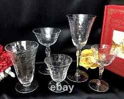 Vintage Cut Glass Floral Swags Collectible Set with 5 Sizes- 20 Pcs