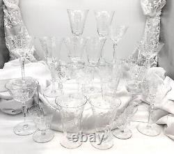 Vintage Cut Glass Floral Swags Collectible Set with 5 Sizes- 20 Pcs