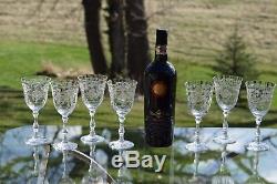 Vintage Etched Crystal Claret Wine Glasses, Fostoria Navarre Large Claret