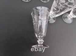 Vintage Fostoria Shirley (lot Of 8) Etched Crystal Wine Juice Glasses 4 3/4