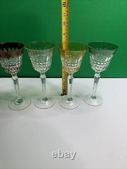 Vintage GERMAN 1950s Cut to Clear PASTEL CRYSTAL Wine Glasses