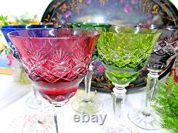 Vintage German Cut Crystal Wine Goblets set of 6 multicolor Germany bohemian