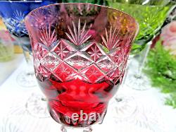 Vintage German Cut Crystal Wine Goblets set of 6 multicolor Germany bohemian