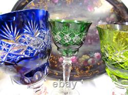 Vintage German Cut Crystal Wine Goblets set of 6 multicolor Germany bohemian