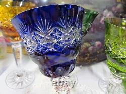 Vintage German Cut Crystal Wine Goblets set of 6 multicolor Germany bohemian